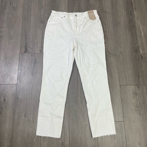 Madewell Perfect Vintage Tapered Leg Tile White Raw Hem Jeans US Women's 30 New - Picture 2 of 6